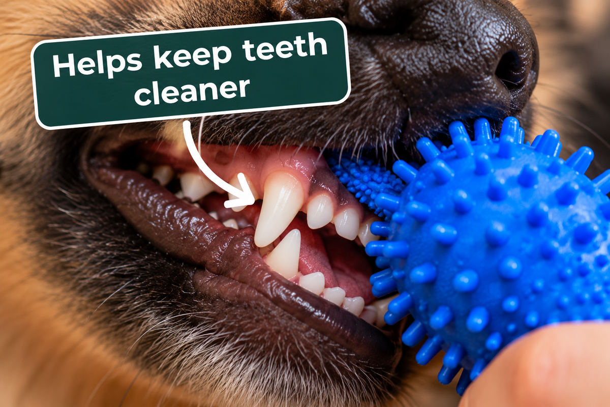 2. The textured surface does more while they chew